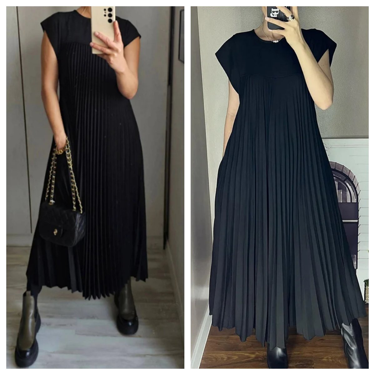 Mara™ - Women's Pleated Dress with Color Details