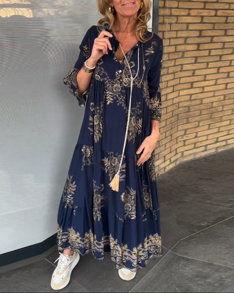 Meline™ - Loose V-Neck Vintage Dress