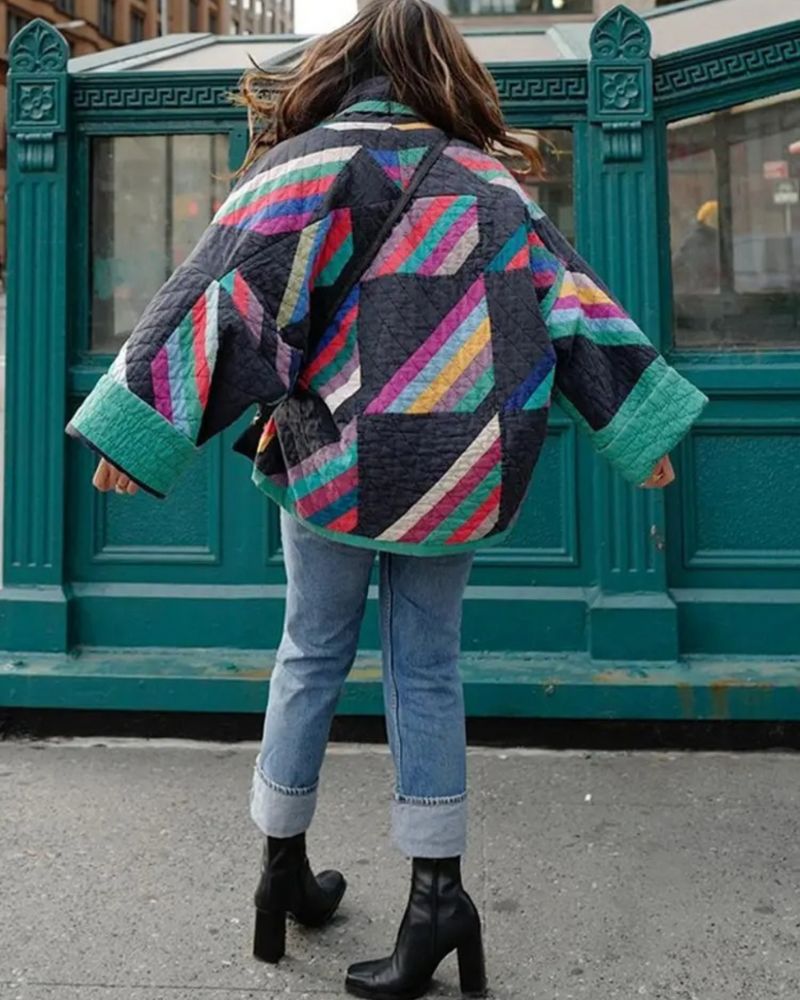Sabine™ - Cotton Patchwork Coat with Ruffle Sleeves