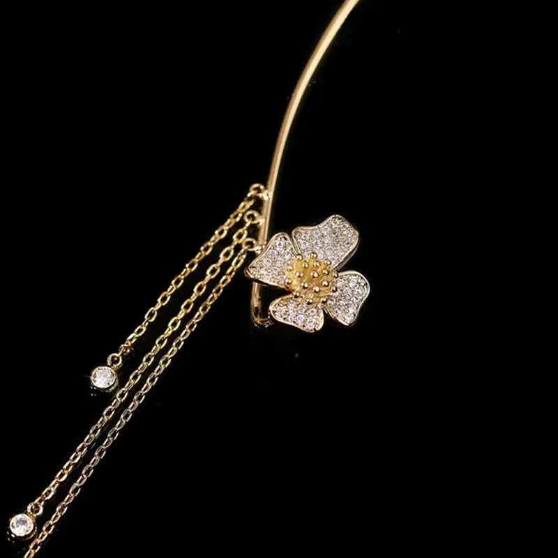 Elegant Butterfly Flower Earrings with Tassels