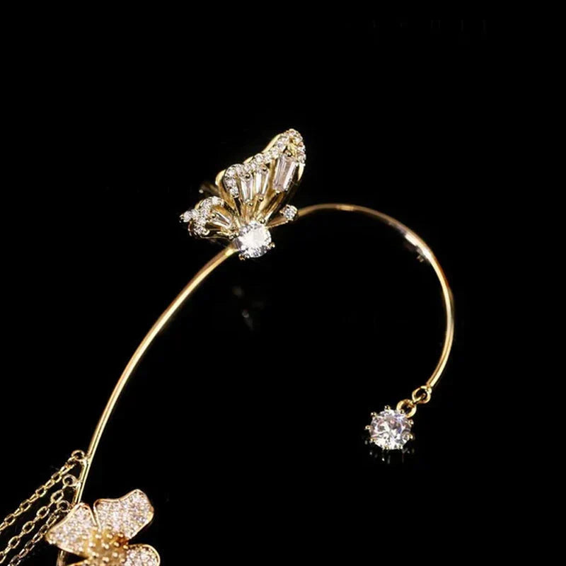 Elegant Butterfly Flower Earrings with Tassels