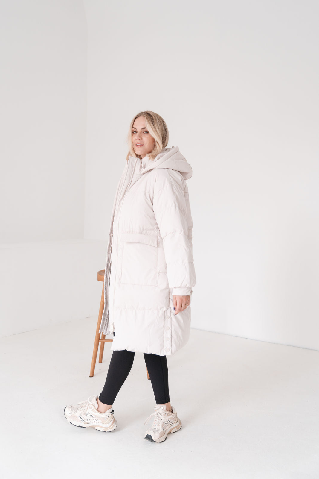 Lonneke™ - Women's Long Down Coat with Hood