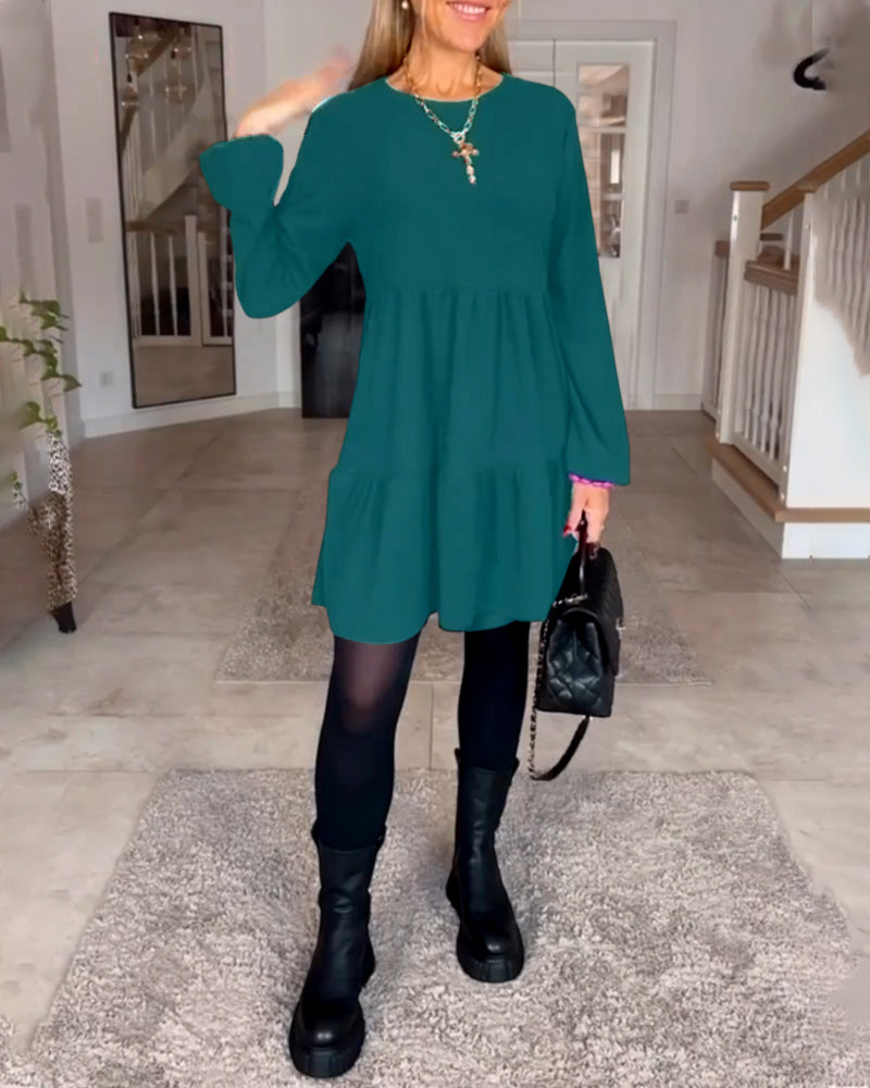 Aïda™ - Simple Long Sleeve Retro Dress