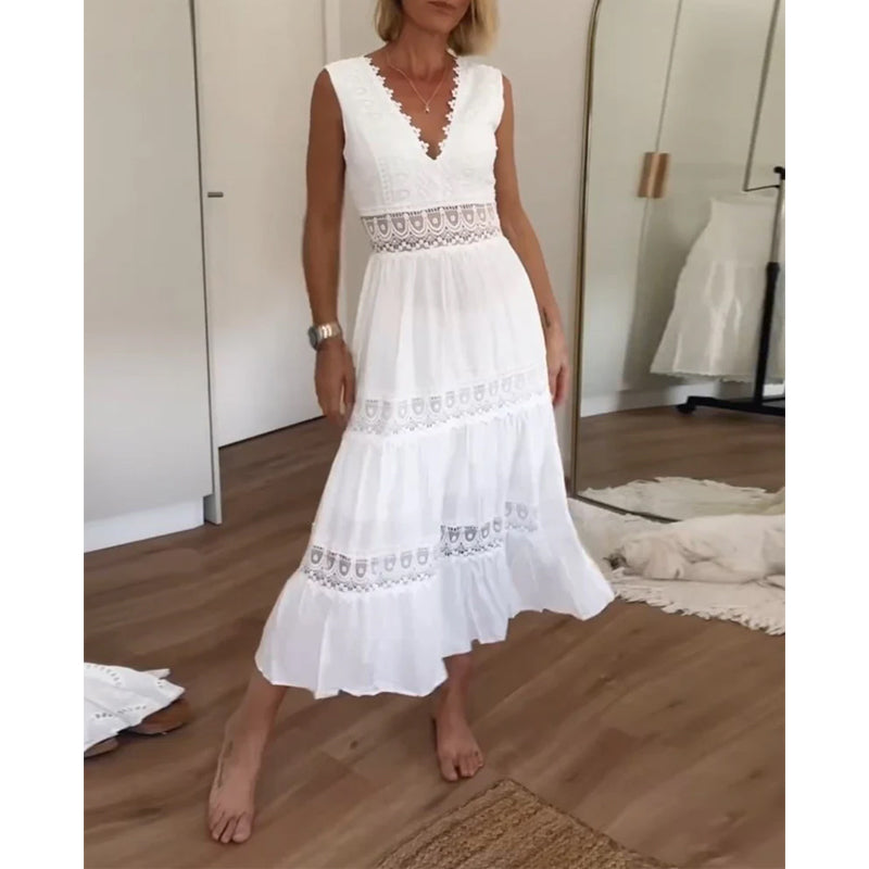 Mirna™ - Lace Tank Dress with V-Neckline