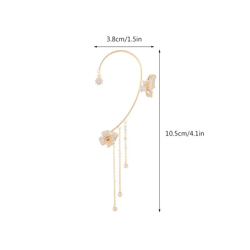 Elegant Butterfly Flower Earrings with Tassels