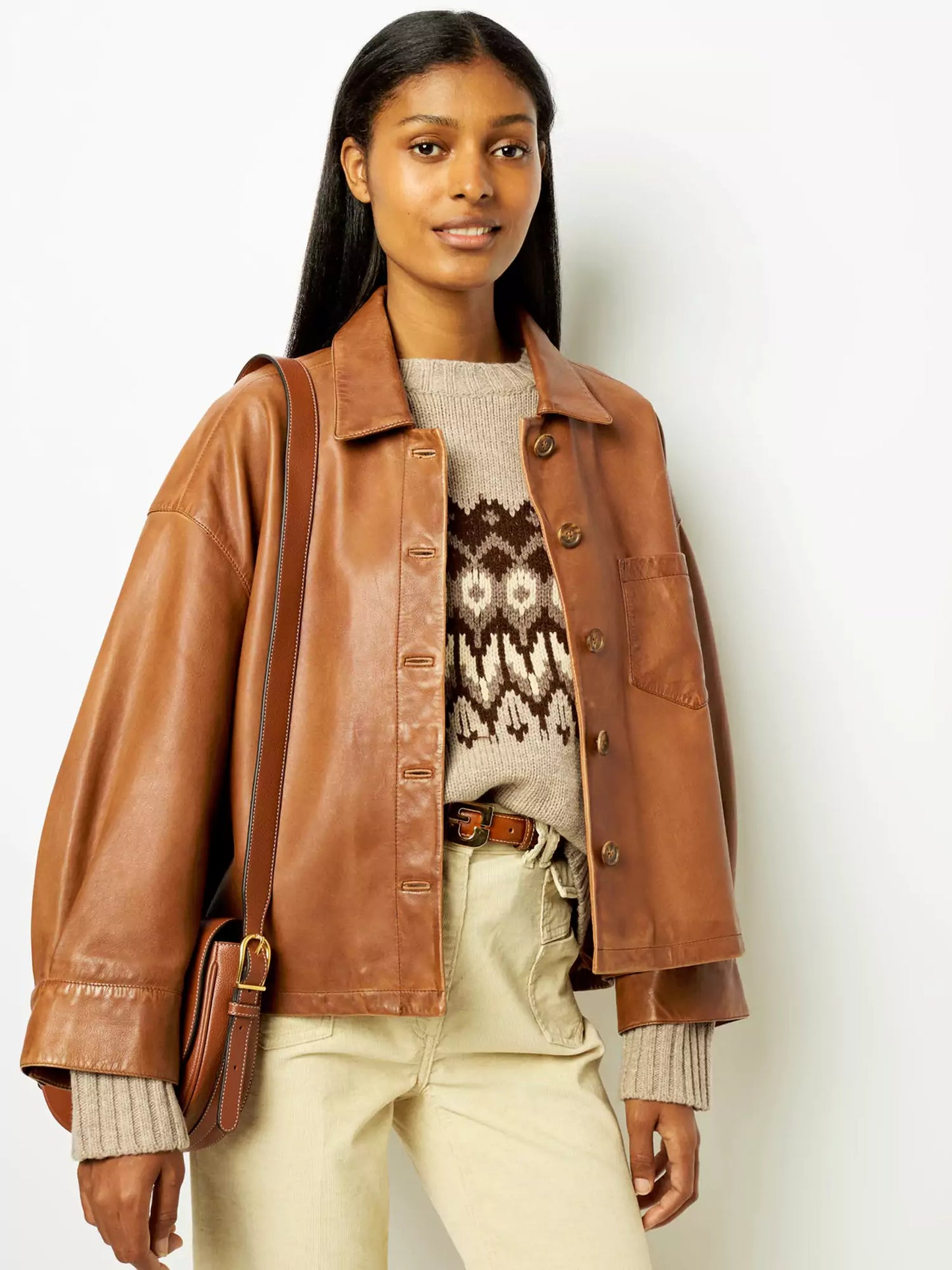 Maureen™ - Minimalist Cropped Leather Jacket