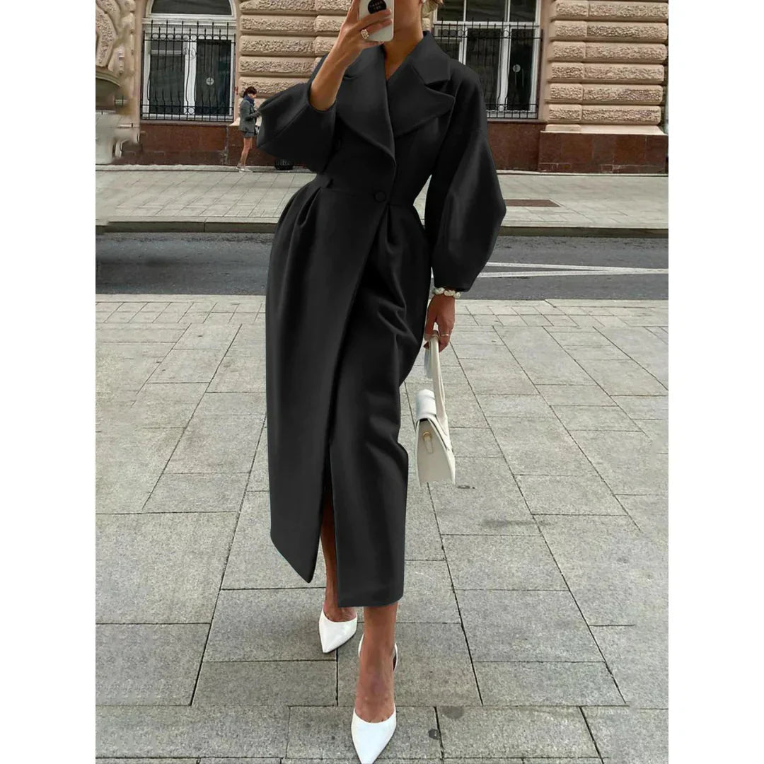 Joëlle™ - Vintage Lantern Sleeve Long Coat