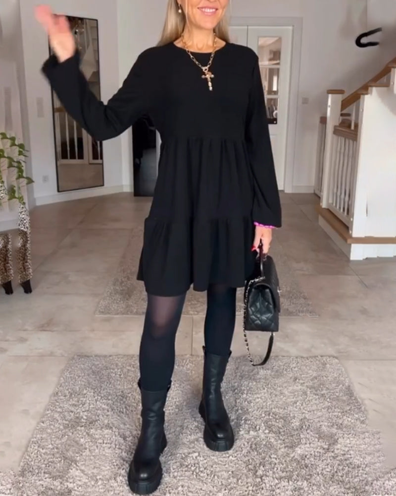 Aïda™ - Simple Long Sleeve Retro Dress