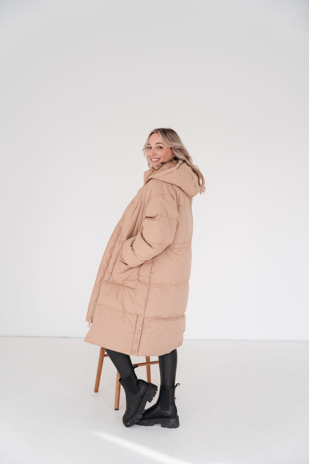 Lonneke™ - Women's Long Down Coat with Hood