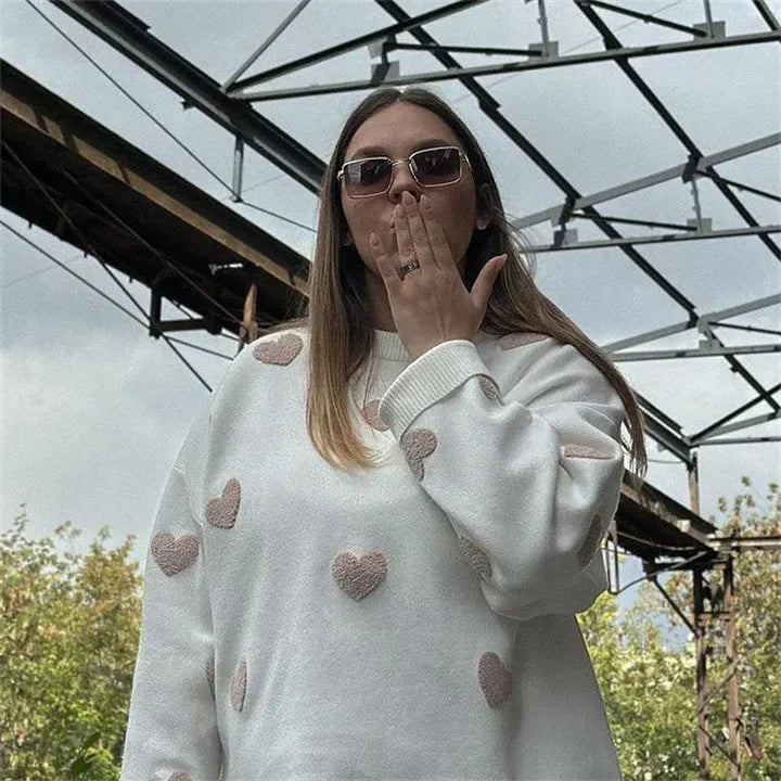 Abigail™ - Heart Pattern Knitted Sweater
