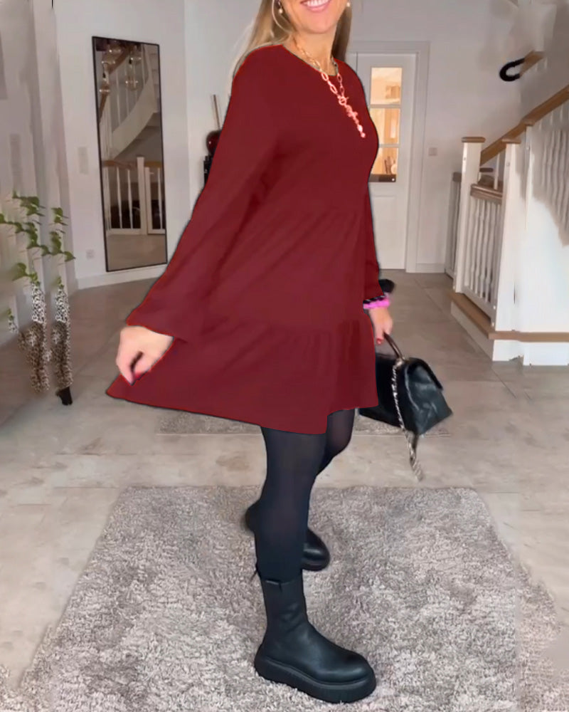 Aïda™ - Simple Long Sleeve Retro Dress