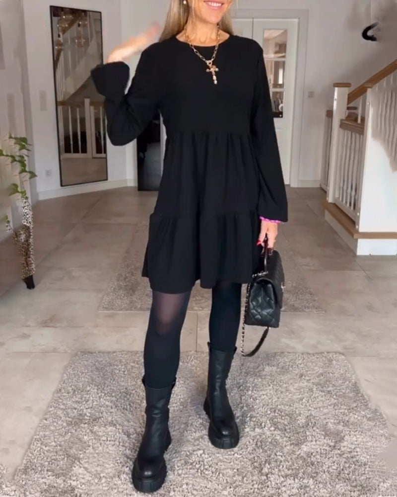 Aïda™ - Simple Long Sleeve Retro Dress