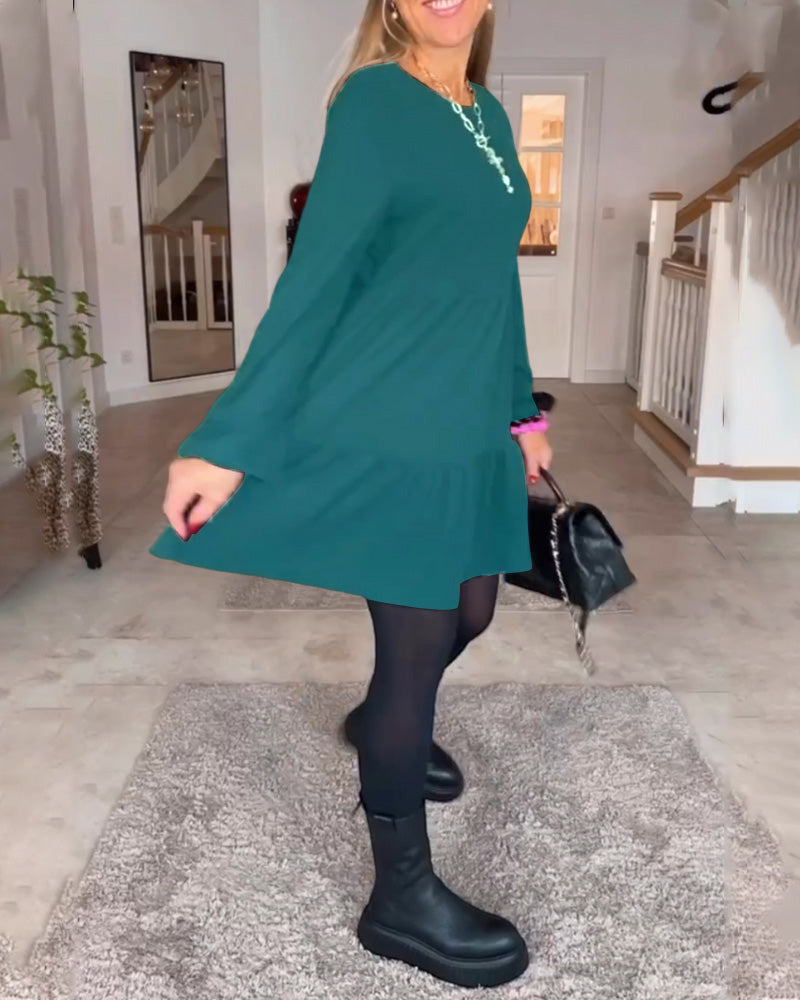 Aïda™ - Simple Long Sleeve Retro Dress