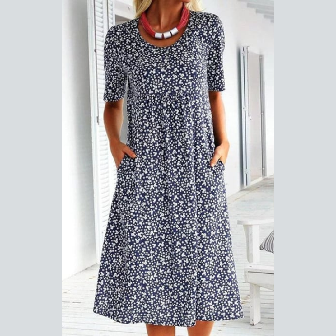 Amara™ – Robe midi élégante à imprimé fleuri