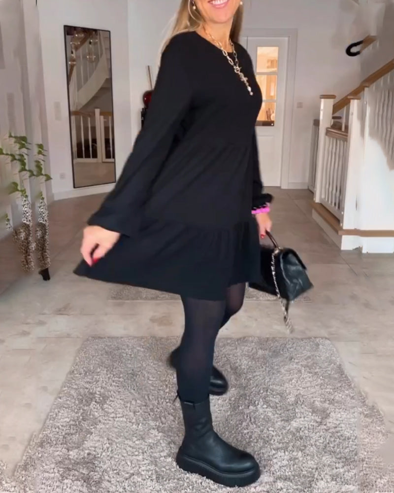 Aïda™ - Simple Long Sleeve Retro Dress
