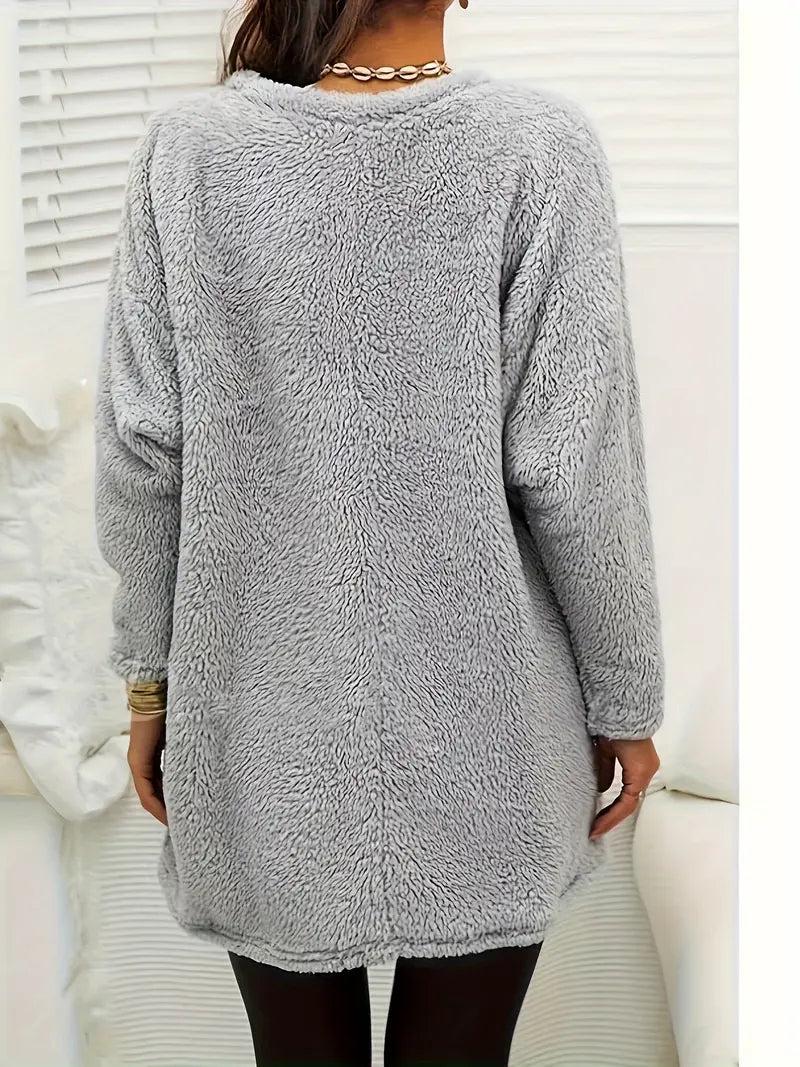 Patrice™ - Colorful Heart Fleece Sweatshirt with Pockets