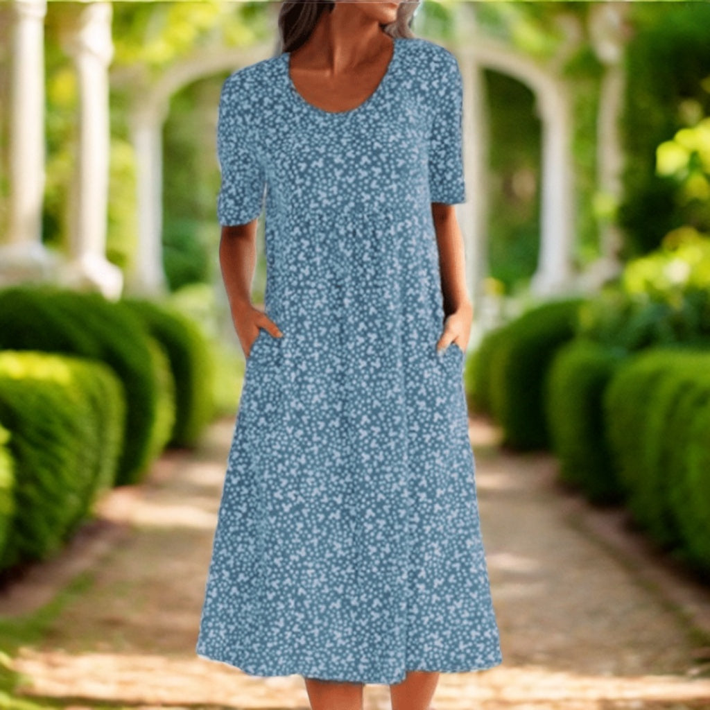 Amara™ – Robe midi élégante à imprimé fleuri