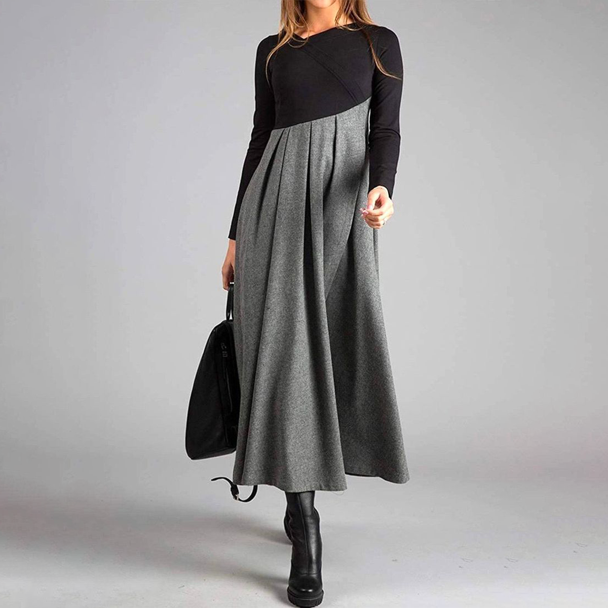 Manon™ - Elegant long sleeve maxi dress