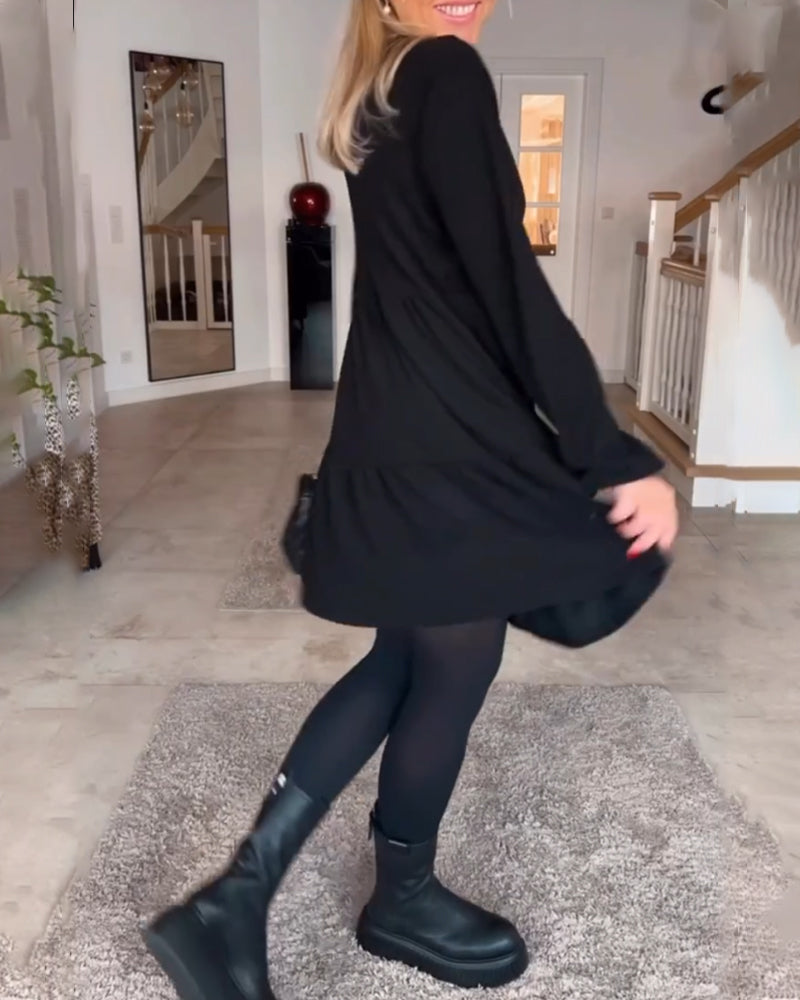 Aïda™ - Simple Long Sleeve Retro Dress