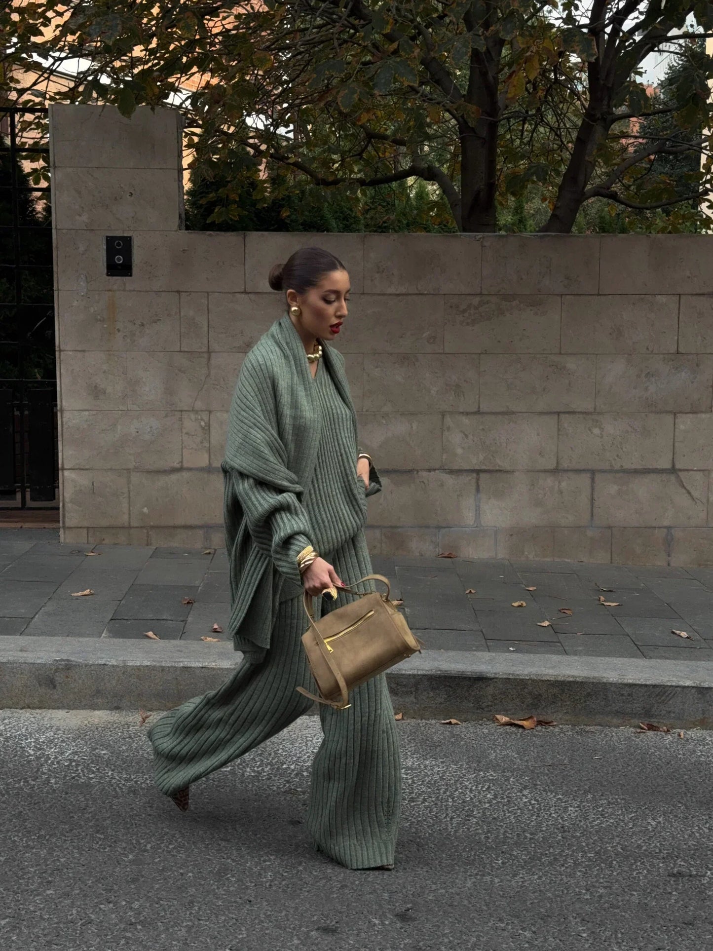 Jeannie™ - Burgundy set with sweater and wide leg pants