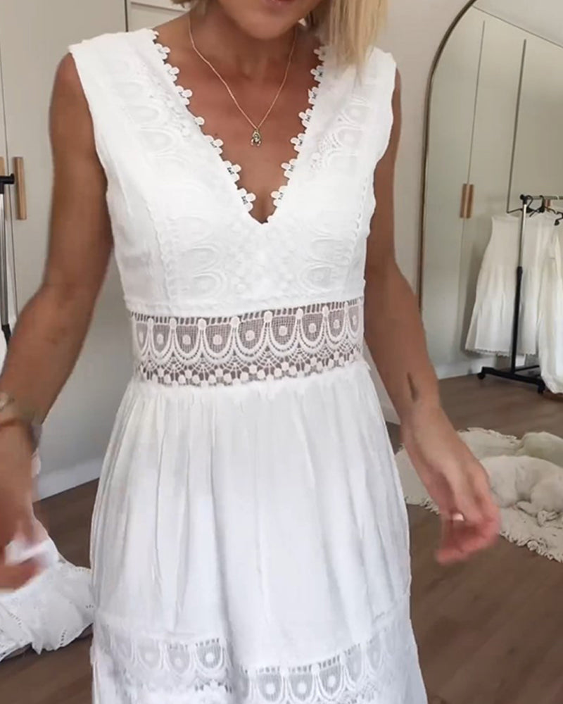 Mirna™ - Lace Tank Dress with V-Neckline