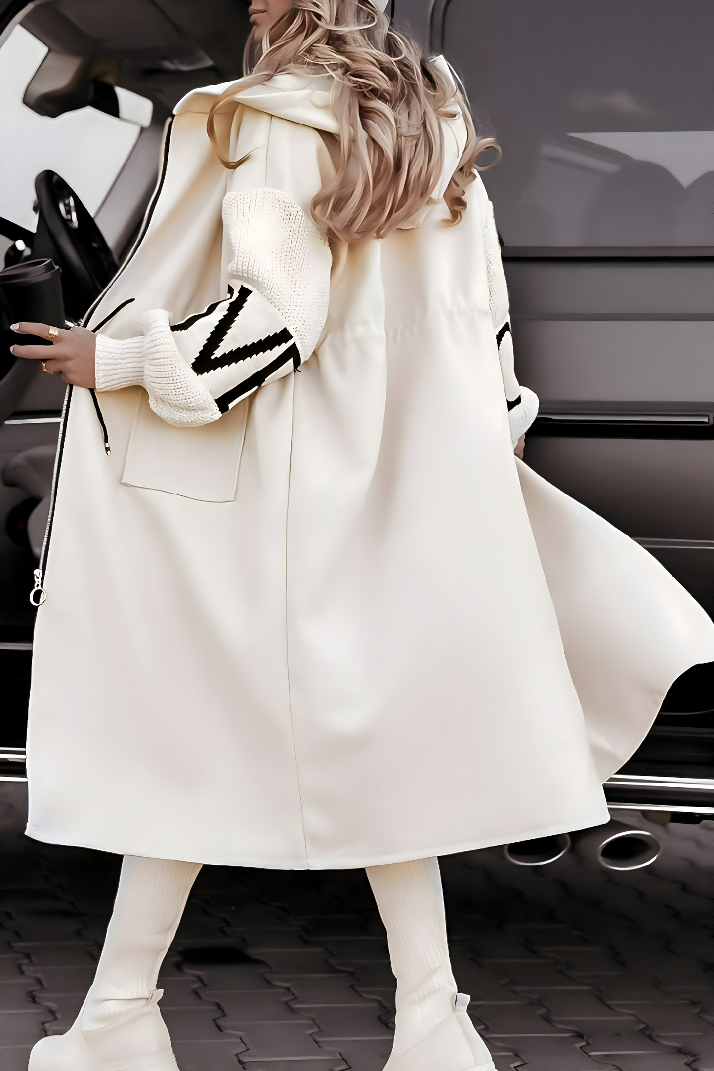 Anaïs™ - Ladies' jacket with knitted sleeves and hood