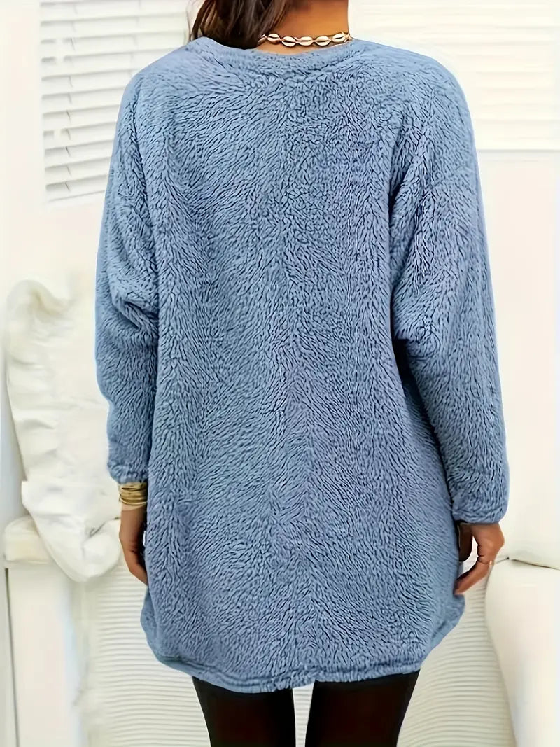 Patrice™ - Colorful Heart Fleece Sweatshirt with Pockets