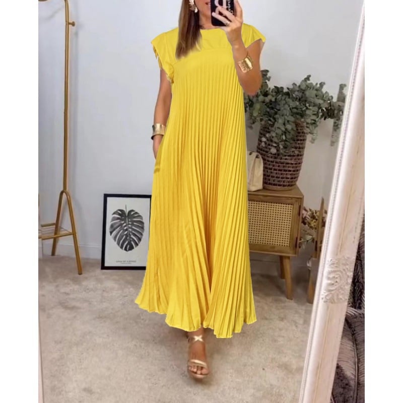 Mara™ - Women's Pleated Dress with Color Details