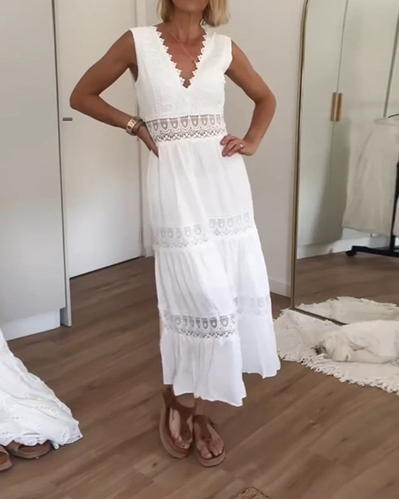 Mirna™ - Lace Tank Dress with V-Neckline