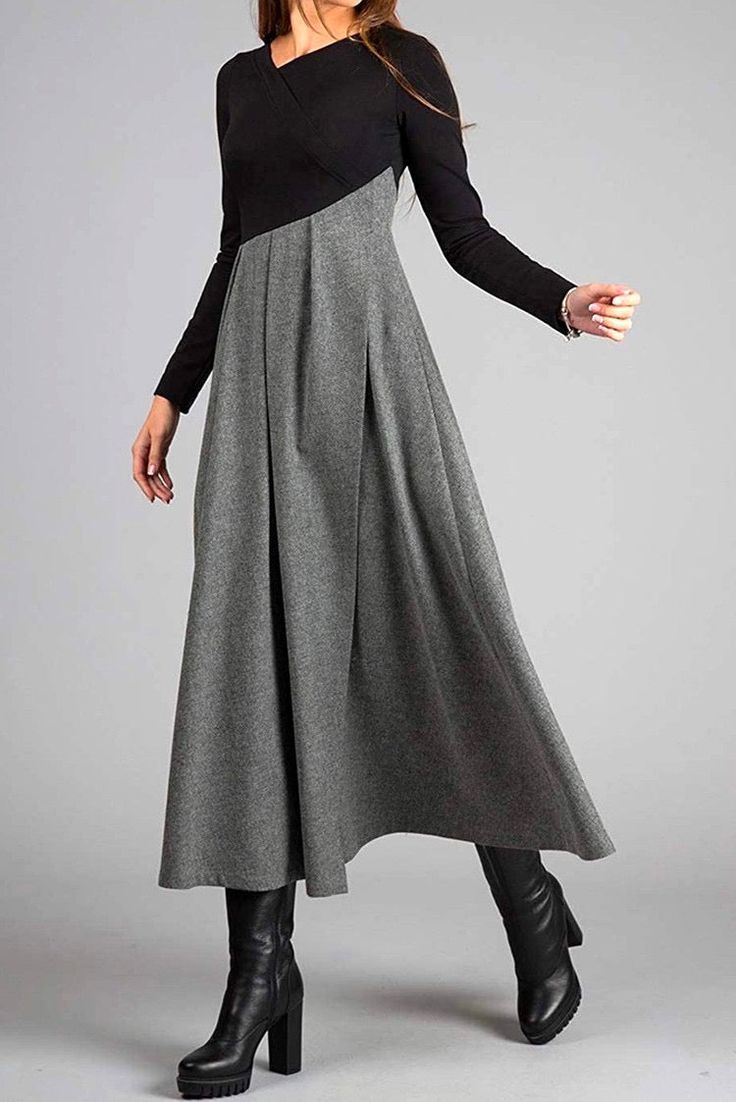 Manon™ - Elegant long sleeve maxi dress