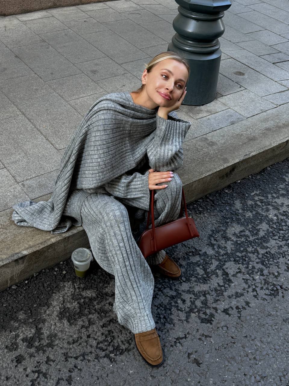 Jeannie™ - Burgundy set with sweater and wide leg pants