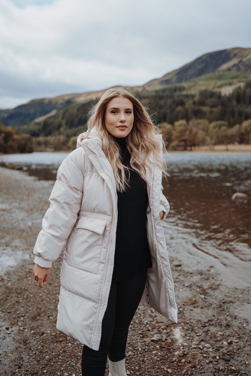 Lonneke™ - Women's Long Down Coat with Hood
