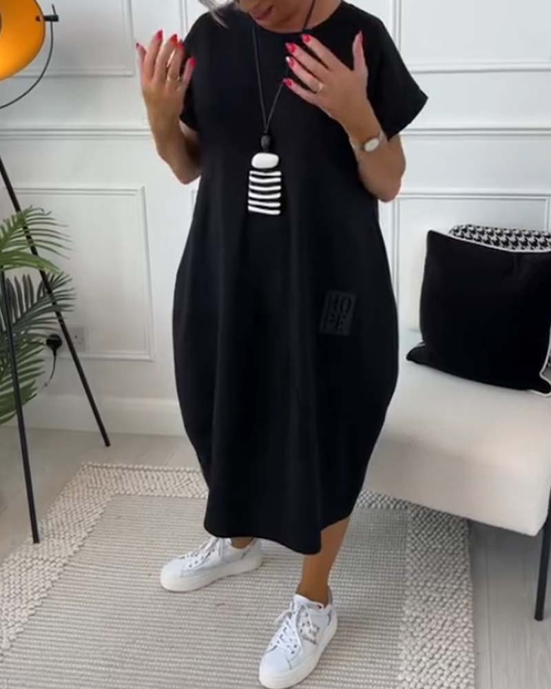 Marie™ Women's Casual Short Sleeve Letter Print Dress