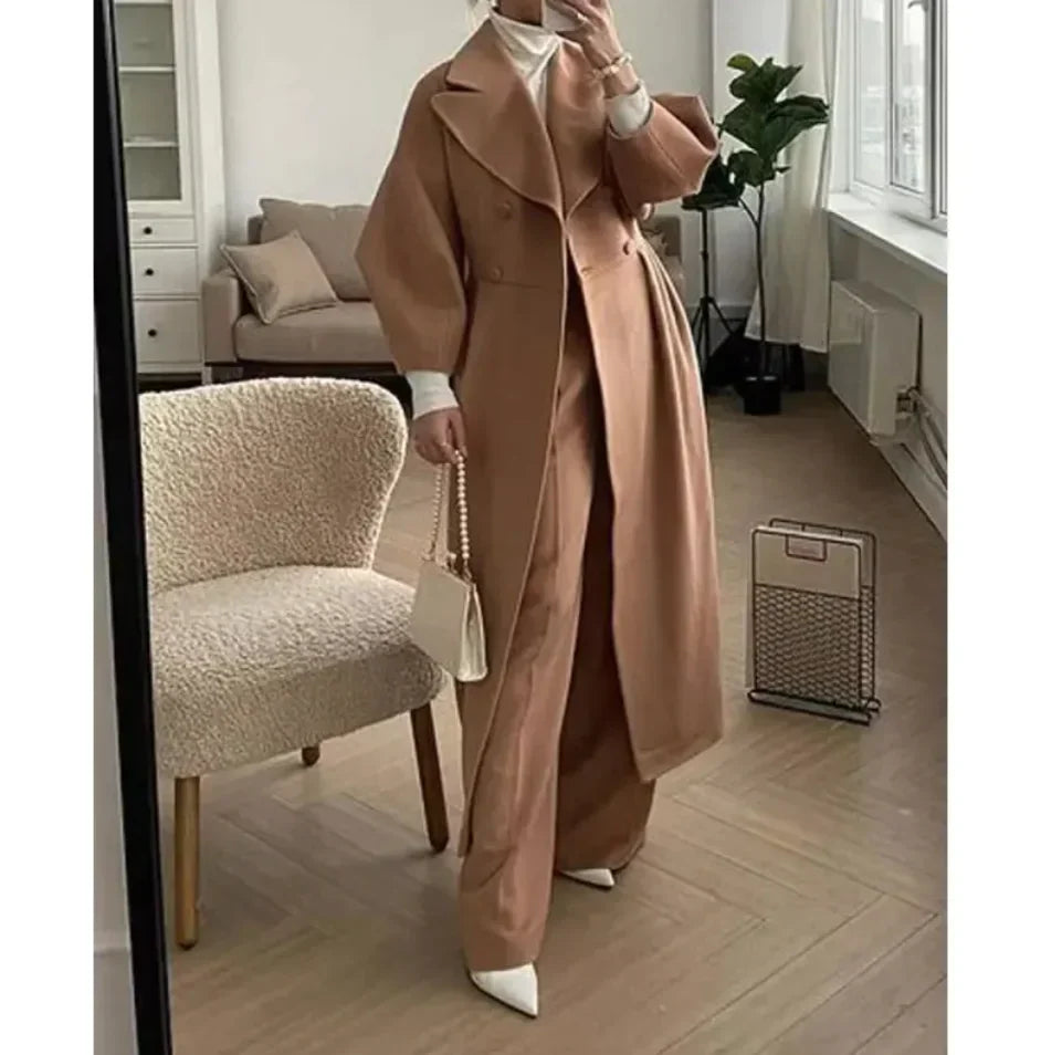 Joëlle™ - Vintage Lantern Sleeve Long Coat