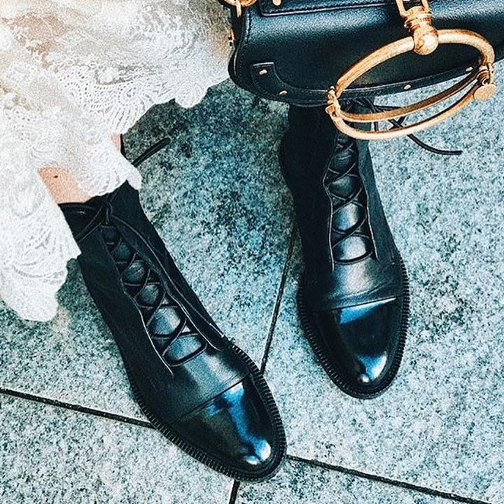 Mireille™ - Women's British Style Patent Leather Boots