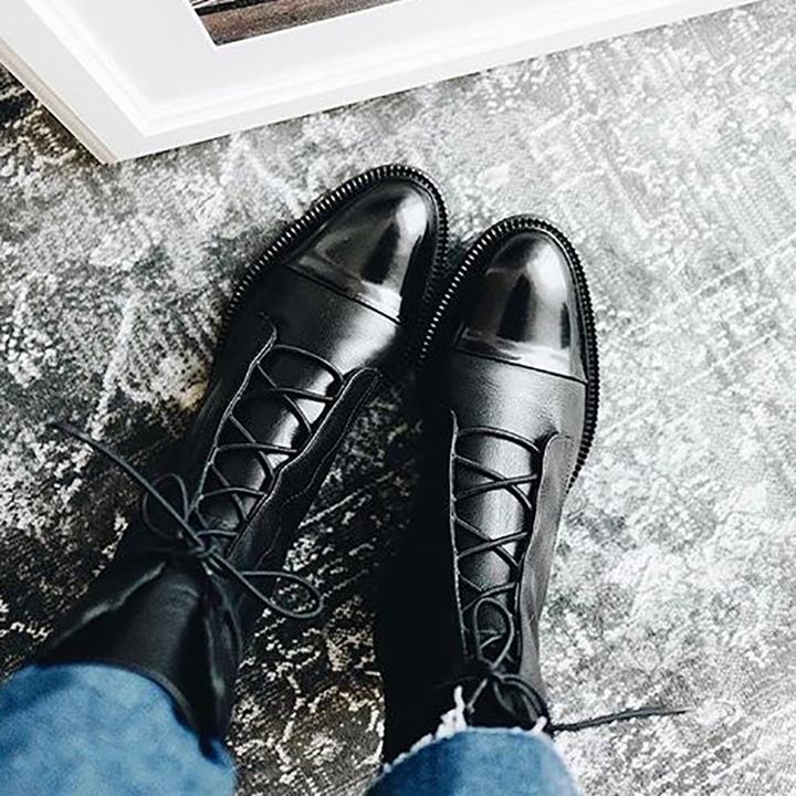 Mireille™ - Women's British Style Patent Leather Boots