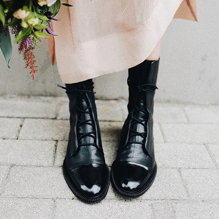Mireille™ - Women's British Style Patent Leather Boots