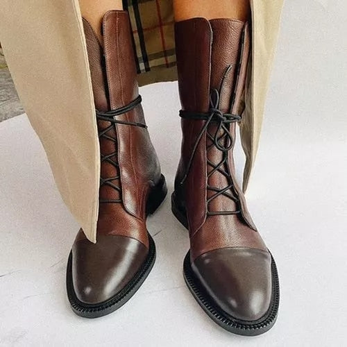 Mireille™ - Women's British Style Patent Leather Boots