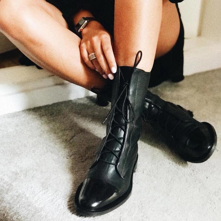 Mireille™ - Women's British Style Patent Leather Boots