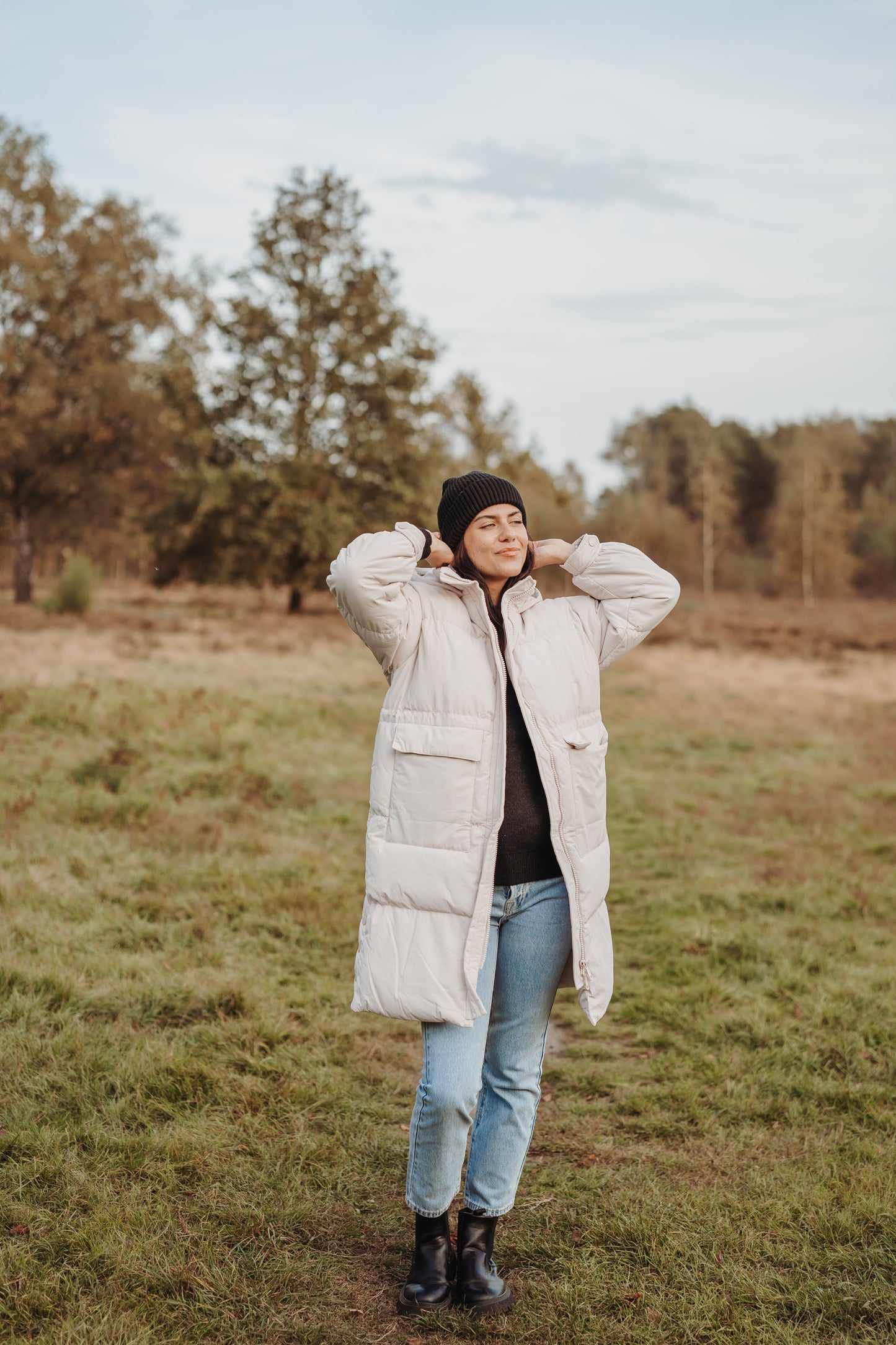 Lonneke™ - Women's Long Down Coat with Hood