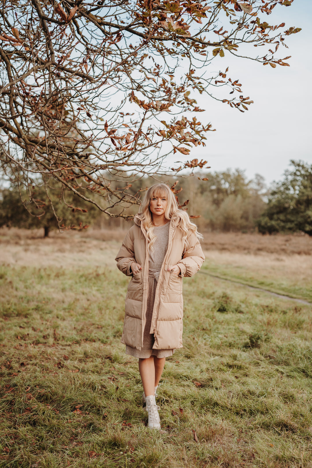 Lonneke™ - Women's Long Down Coat with Hood