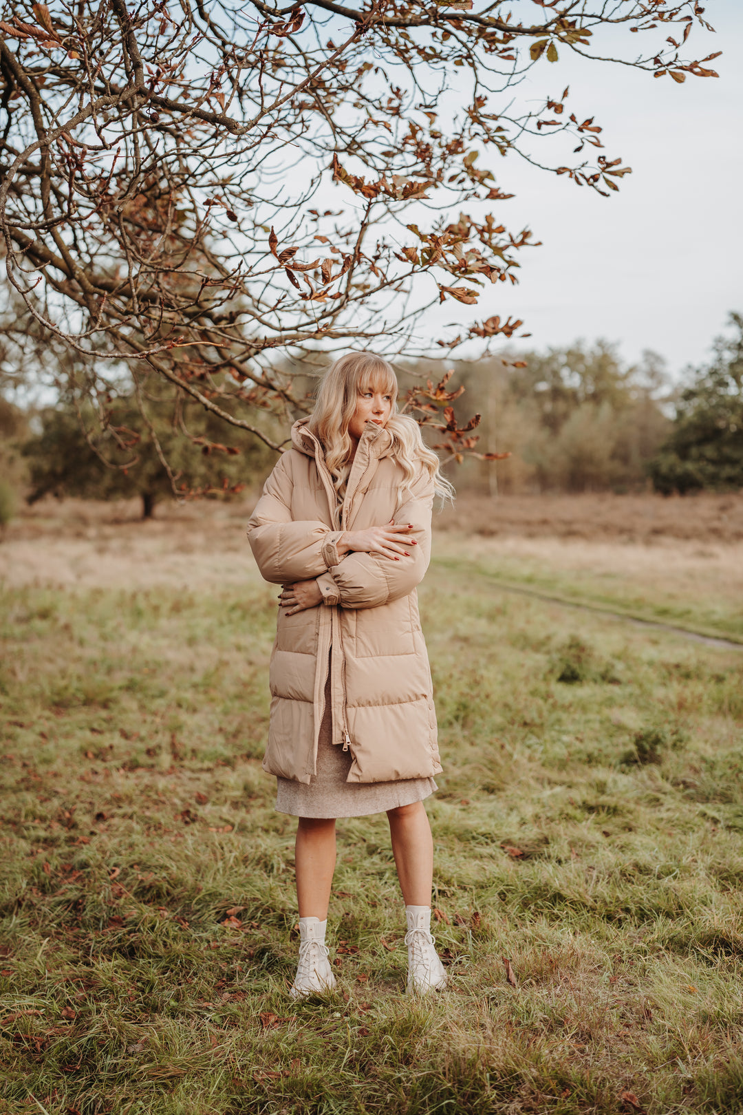 Lonneke™ - Women's Long Down Coat with Hood