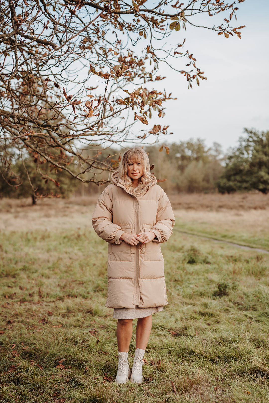 Lonneke™ - Women's Long Down Coat with Hood