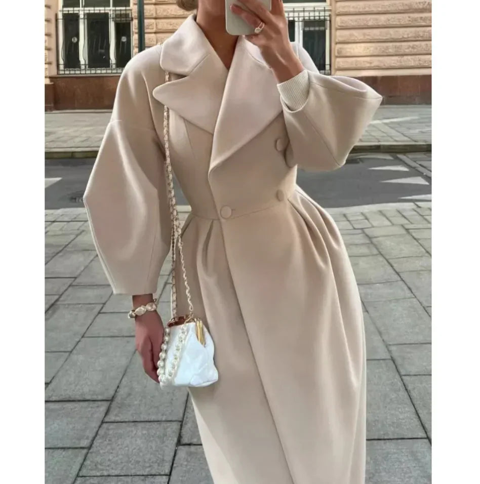 Joëlle™ - Vintage Lantern Sleeve Long Coat