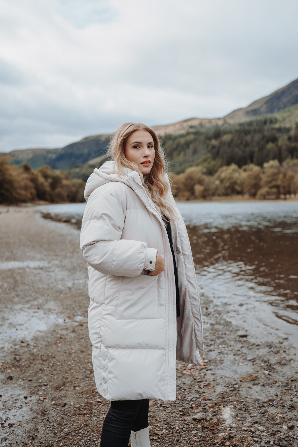Lonneke™ - Women's Long Down Coat with Hood