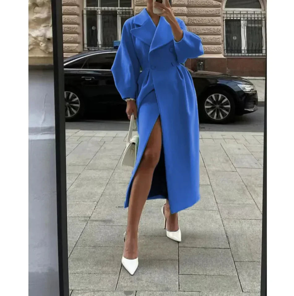 Joëlle™ - Vintage Lantern Sleeve Long Coat