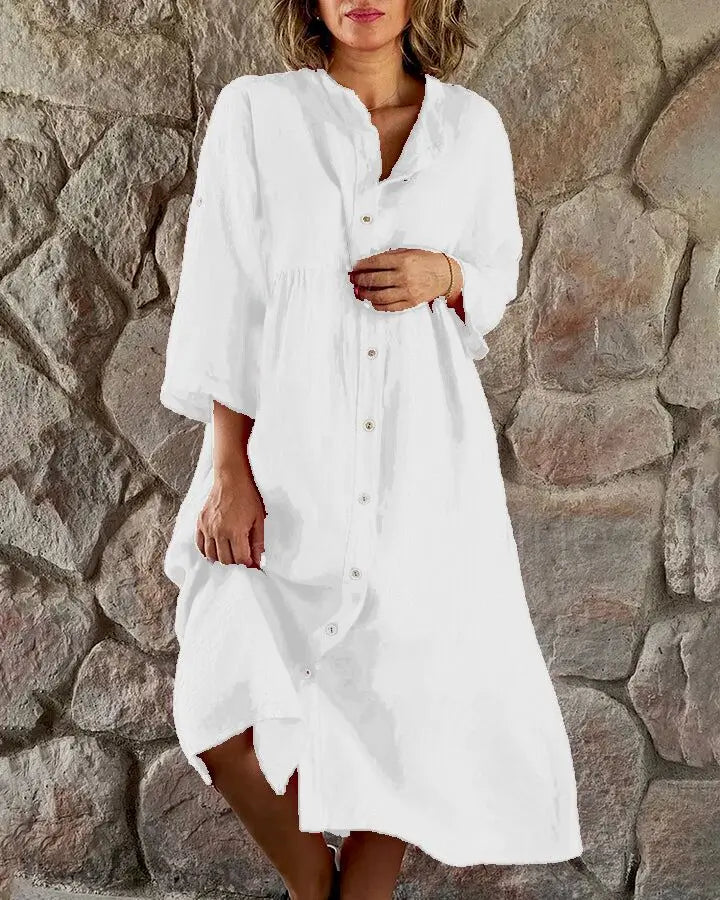 Gertrude™ - Cotton and Linen Shirt Dress