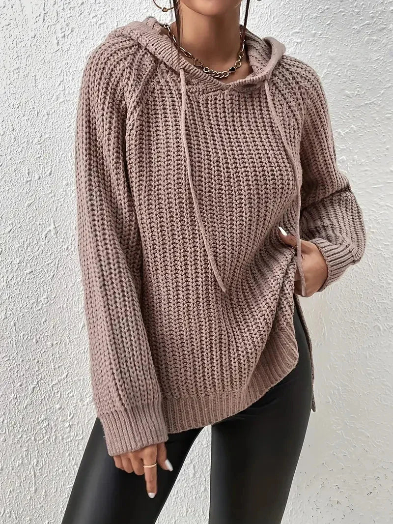 Maryvonne™ - Hooded Sweater with Split Hem for a Casual Look