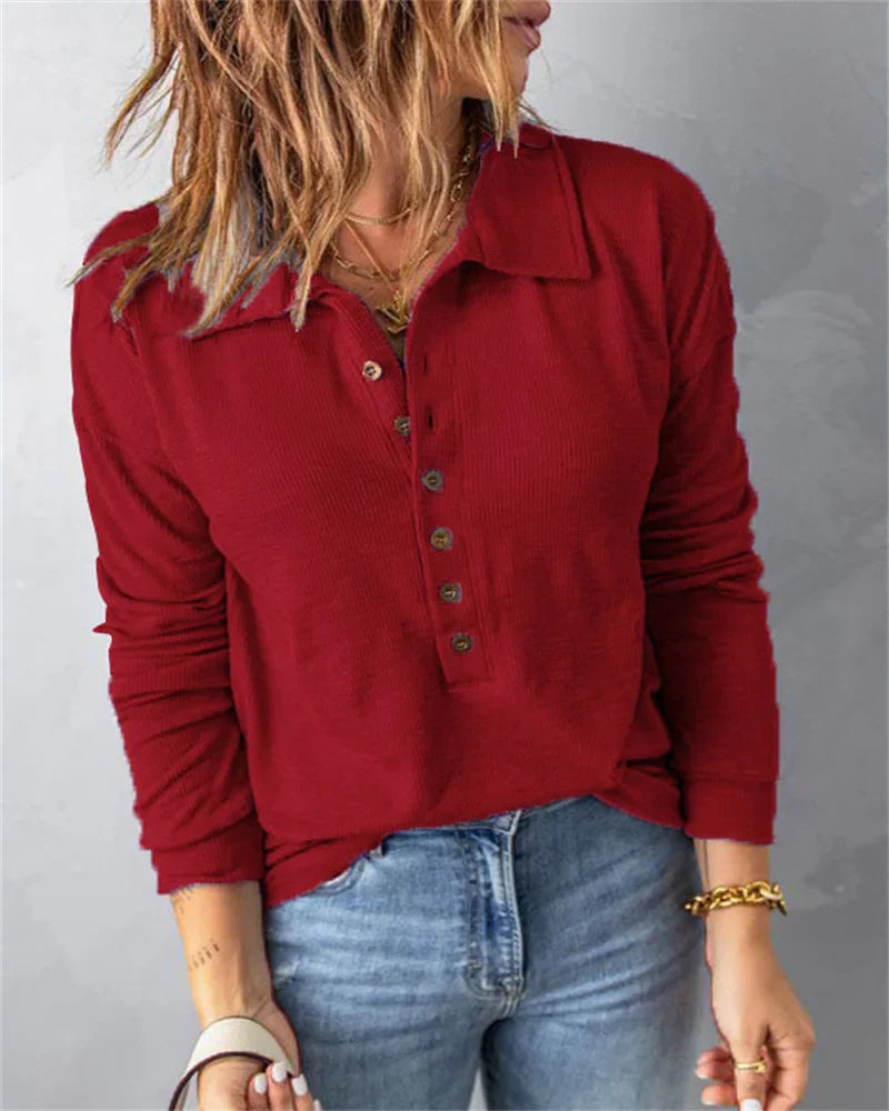 Marlène™ - Women's Comfortable V-Neck Cotton Shirt