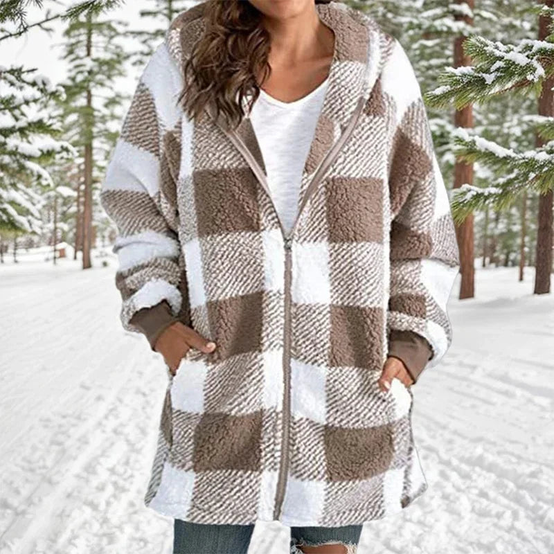 Geneve™ - Oversized Plaid Hooded Coat